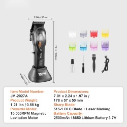 Langaton ammattihiustenleikkuri magneettinen leijutusmoottori 10000 kierrosta DLC-terä 8 kampaa