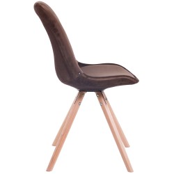 Tyylikäs samettinen vierailutuoli puisella rungolla ja korkealla selkänojalla