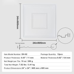 Kattopaneelit PVC-muovi 605×605 mm 12 kpl valkoinen kattoihin ja seiniin