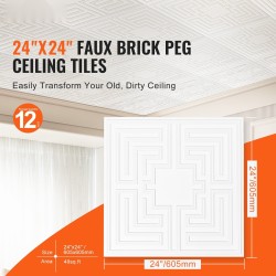 Kattopaneelit PVC-muovi 12 kpl 605 x 605 mm alaslaskettuihin kattoihin valkoinen