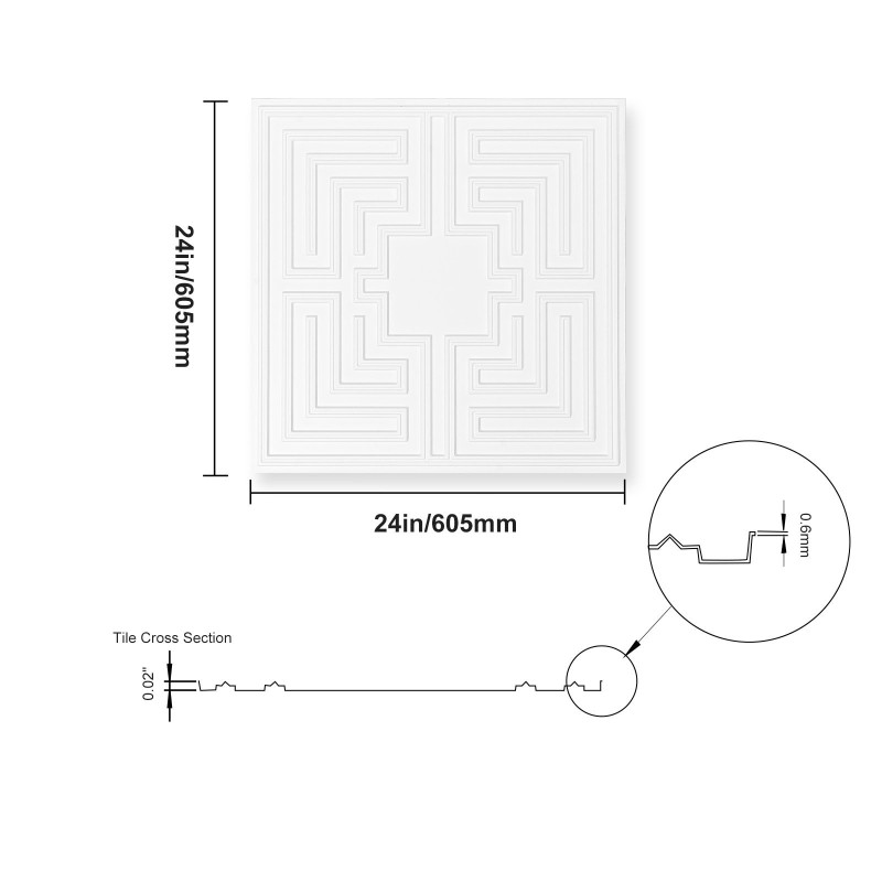Kattopaneelit PVC-muovi 12 kpl 605 x 605 mm alaslaskettuihin kattoihin valkoinen