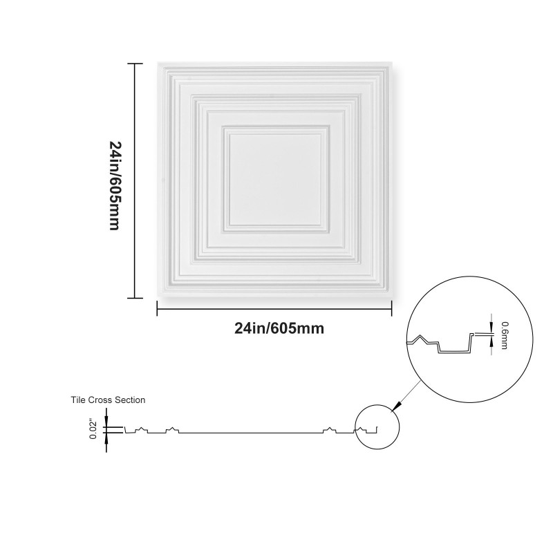 Kattopaneelit PVC 12 kpl 605 x 605 mm valkoinen seinään ja kattoon