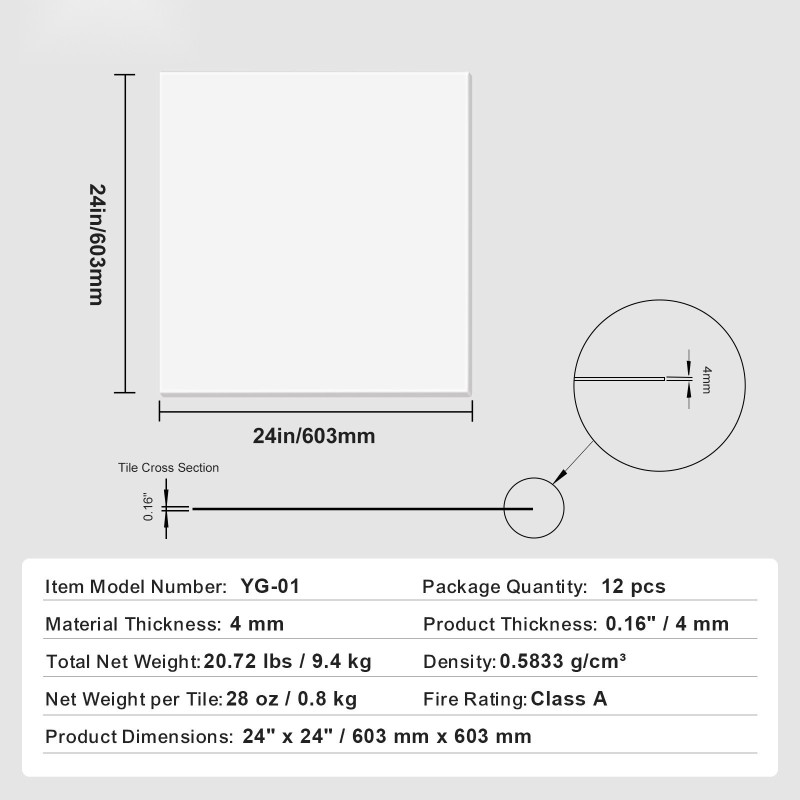Kattopaneelit PVC-vaahtomuovista 12 kpl 603 mm x 603 mm valkoinen paloluokka A