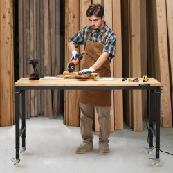 Säädettävä työpöytä tammikansi 1524 mm 907 kg kantava pistorasialla ja pyörillä