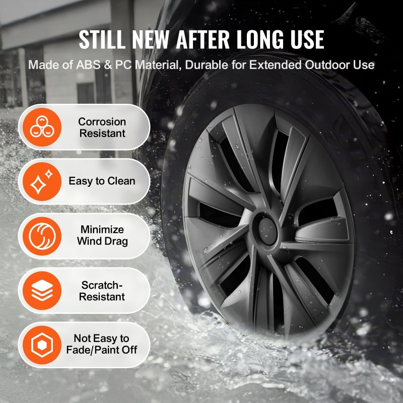 Pölykapselit 19-tuumaiset ABS PC komposiitti Tesla malli Y 2020–2023 napsautettava venttiiliaukolla