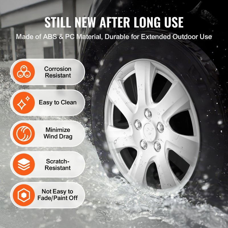 Vanteen suojukset 16 tuumaa muovikomposiitti napaklikkikiinnitys venttiilireiät säänkestävät