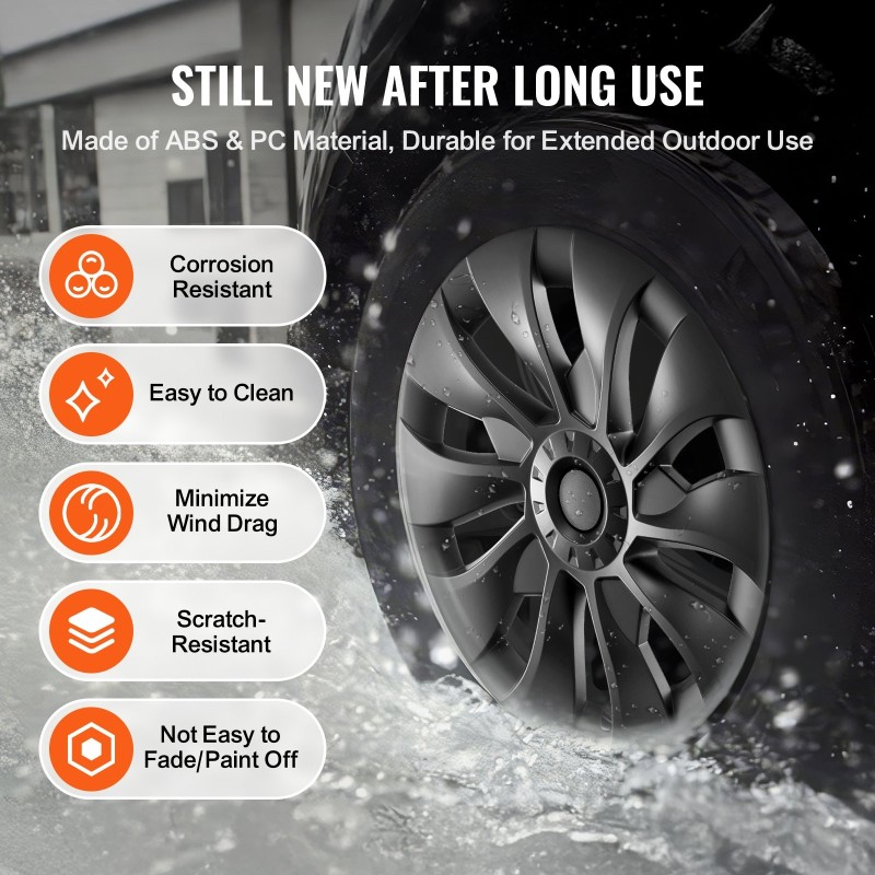 Pölykapselit 18-tuumaiset ABS+PC-komposiittimuovi venttiiliaukolla sopii Tesla Model 3 -malliin 2017–2023