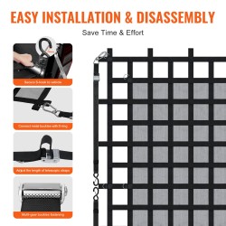 Kuormaverkko polyesterinauha 2440×2060 mm raskaaseen käyttöön ruostumattomilla D-renkailla