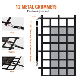 Kuormaverkko vahvaa PP-nauhaa 1830x1450mm 500kg kantavuus säädettävillä hihnoilla
