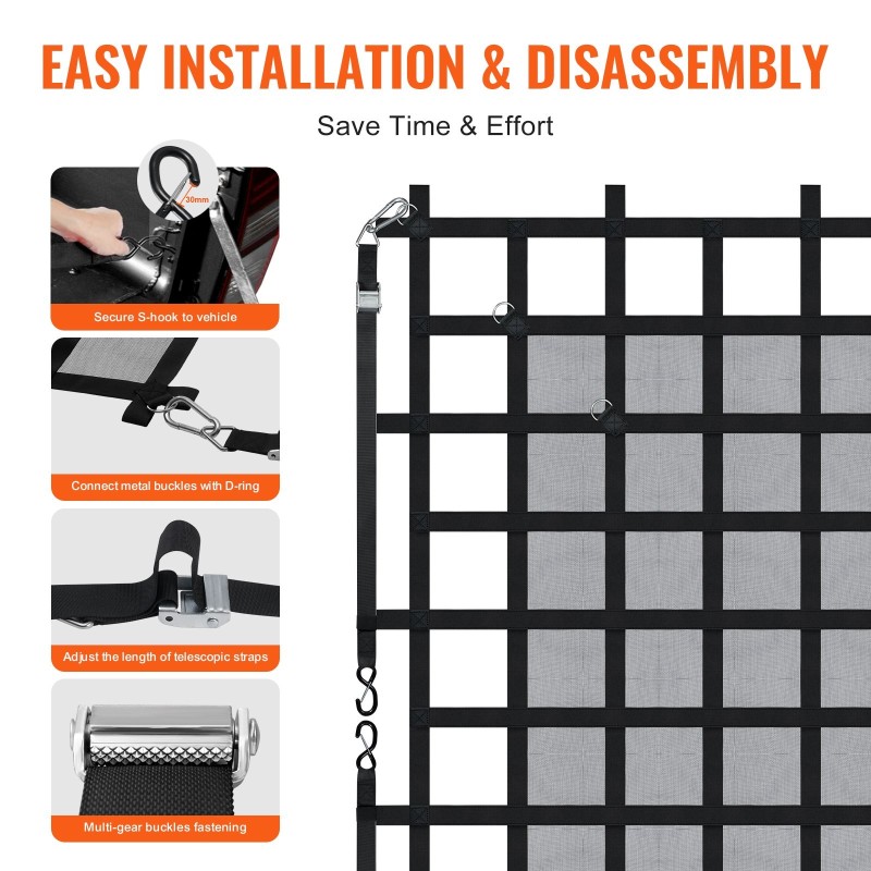 Kuormaverkko vahvaa PP-nauhaa 1830x1450mm 500kg kantavuus säädettävillä hihnoilla