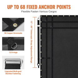 Kuormaverkko PVC-pinnoitettua kangasta 3050 x 2670 mm säädettävillä hihnoilla kumipäällysteisillä koukuilla