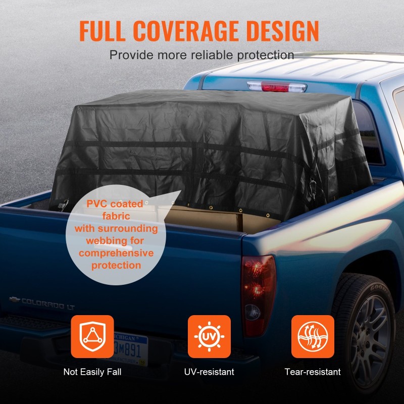 Kuormaverkko PVC-pinnoitettua kangasta 3050 x 2670 mm säädettävillä hihnoilla kumipäällysteisillä koukuilla