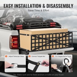 Takaluukun kuormaverkko polypropeeni 1370 x 460 mm 4 säädettävää teleskooppihihnaa ristiin vahvistettu