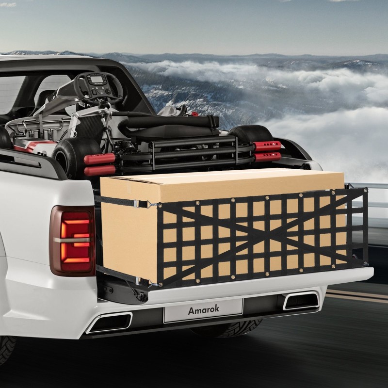 Takaluukun kuormaverkko polypropeeni 1370 x 460 mm 4 säädettävää teleskooppihihnaa ristiin vahvistettu