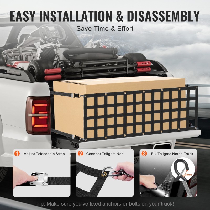 Takaluukun kuormaverkko polypropeenia 1525x470 mm 272 kg 4 säädettävää hihnaa