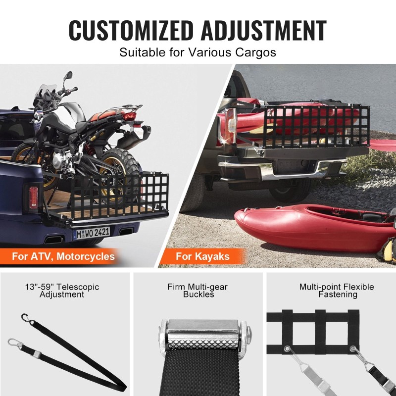 Takaluukun kuormaverkko polypropeenia 1525x470 mm 272 kg 4 säädettävää hihnaa
