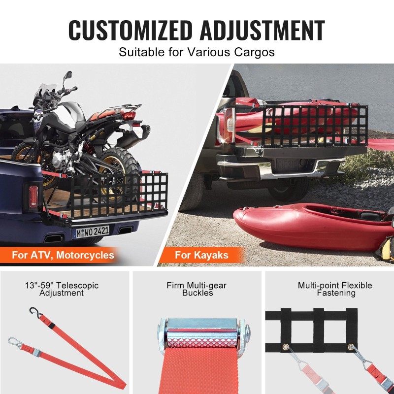 Peräportin verkko polyesteri 1370 x 460 mm, 680 kg vetolujuus, 4 teleskooppihihnaa