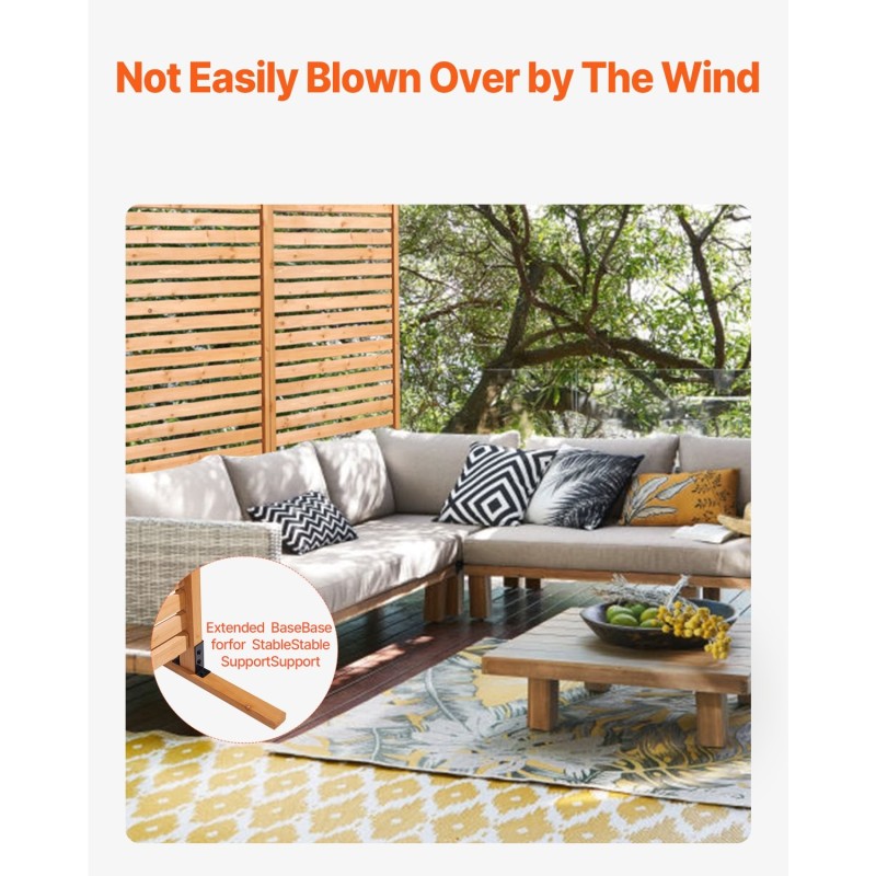 Puinen vapaasti seisova näkösuojapaneeli 91 x 187 cm ulkokäyttöön