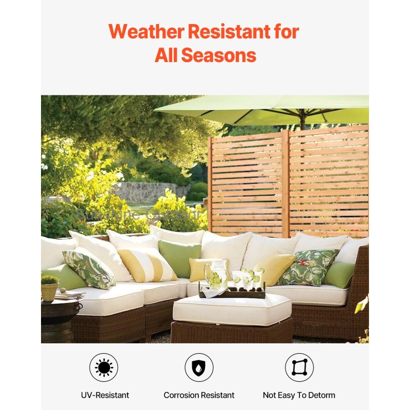 Puinen vapaasti seisova näkösuojapaneeli 91 x 187 cm ulkokäyttöön