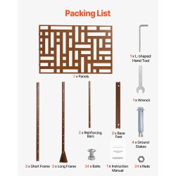 Metallinen 3-paneelinen näkösuoja jalustalla 120 x 50,8 x 193 cm ruskea parvekkeelle