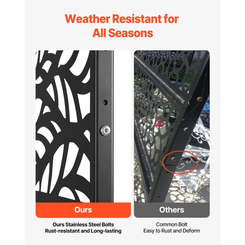 Metallinen kolmipaneelinen näkösuoja 120 x 50,8 x 183 cm musta