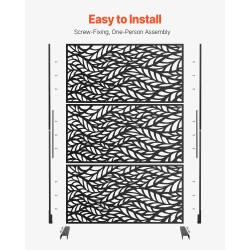 Metallinen kolmipaneelinen näkösuoja 120 x 50,8 x 183 cm musta