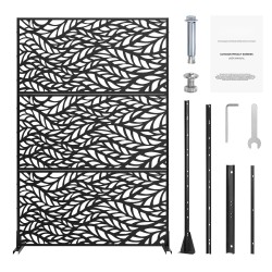 Metallinen kolmipaneelinen näkösuoja 120 x 50,8 x 183 cm musta