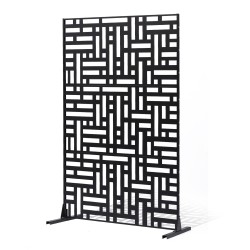 Metallinen 3 paneelinen vapaasti seisova näkösuoja 120 50 8 193 cm musta