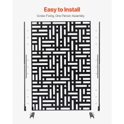 Metallinen 3-paneelinen vapaasti seisova näkösuoja 120×50,8×193 cm musta