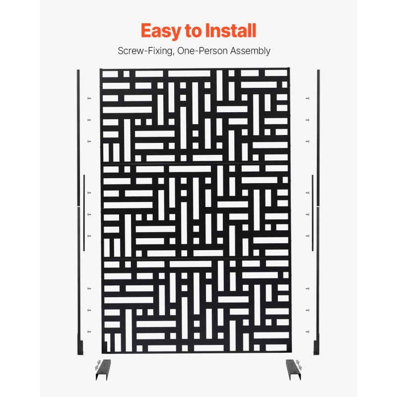 Metallinen 3-paneelinen vapaasti seisova näkösuoja 120×50,8×193 cm musta