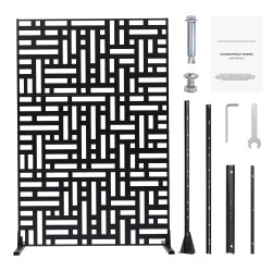 Metallinen 3-paneelinen vapaasti seisova näkösuoja 120×50,8×193 cm musta