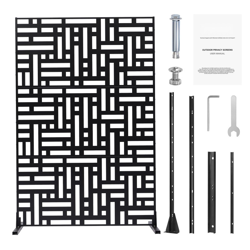 Metallinen 3-paneelinen vapaasti seisova näkösuoja 120×50,8×193 cm musta