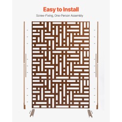 Metallinen 3-paneelinen yksityisyysseinä 91 x 191 cm ruskea vapaasti seisova jalustalla parvekkeelle