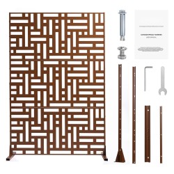 Metallinen 3-paneelinen yksityisyysseinä 91 x 191 cm ruskea vapaasti seisova jalustalla parvekkeelle