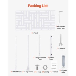 Metallinen näkösuoja kolme paneelia 120 senttimetriä leveä 193 senttimetriä korkea valkoinen jalustalla
