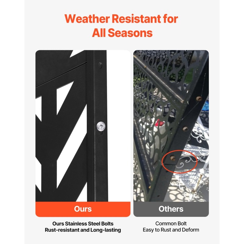 Metallinen 5-paneelinen vapaasti seisova näkösuoja musta 120 x 50,8 x 183 cm