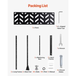 Metallinen 5-paneelinen vapaasti seisova näkösuoja musta 120 x 50,8 x 183 cm