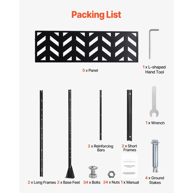 Metallinen 5-paneelinen vapaasti seisova näkösuoja musta 120 x 50,8 x 183 cm
