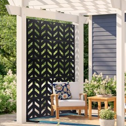 Metallinen 5-paneelinen vapaasti seisova näkösuoja musta 120 x 50,8 x 183 cm