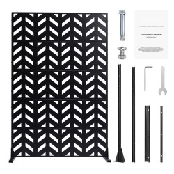 Metallinen 5-paneelinen vapaasti seisova näkösuoja musta 120 x 50,8 x 183 cm