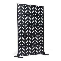 Metallinen 5-paneelinen vapaasti seisova näkösuoja musta 120 x 50,8 x 183 cm
