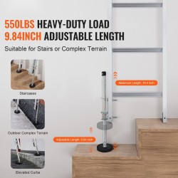 Tikastasaaja hiiliteräksinen säädettävä 493 mm 249,5 kg kantavuus epätasaisille alustoille