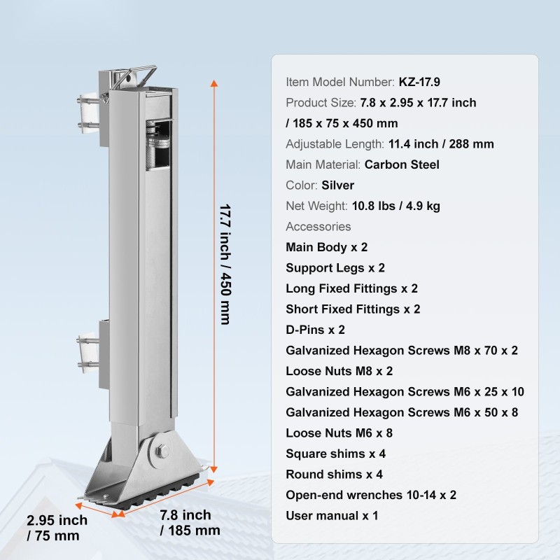 Tikastasaaja hiiliterästä säädettävä 288 mm liukuestokumijaloilla askel- ja jatkotikkaisiin