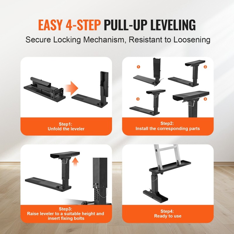 Tikkaiden tasonkorotin hiiliteräs 757 mm tukipinta säädettävä 289–457 mm portaiden käyttöön