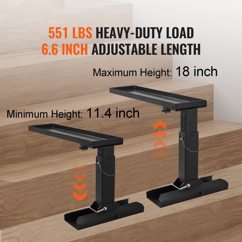 Tikkaiden tasoitin portaissa ja epätasaiselle maalle hiiliteräksinen 594 mm tukipinta liukuestokumijalat