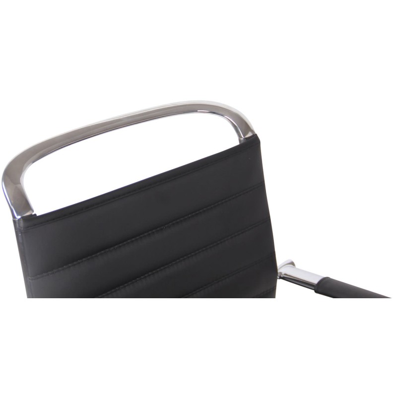 Moderni keinonahkainen keinutuoli kromijalustalla ja käsinojilla