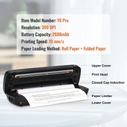 Kannettava musteeton lämpötulostin 2600 mAh 300 DPI A4 ja A5 Bluetooth USB