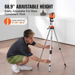 Alumiininen säädettävä kolmijalka 695–1750 mm 1/4x20-kierre integroidulla kuplatasolla