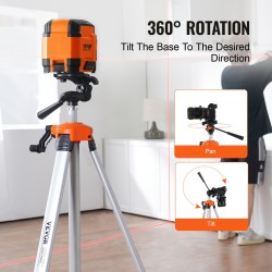 Alumiininen säädettävä kolmijalka 695–1750 mm 1/4x20-kierre integroidulla kuplatasolla