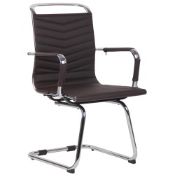 Moderni vierailutuoli keinonahalla tai aidolla nahalla kromatulla rungolla